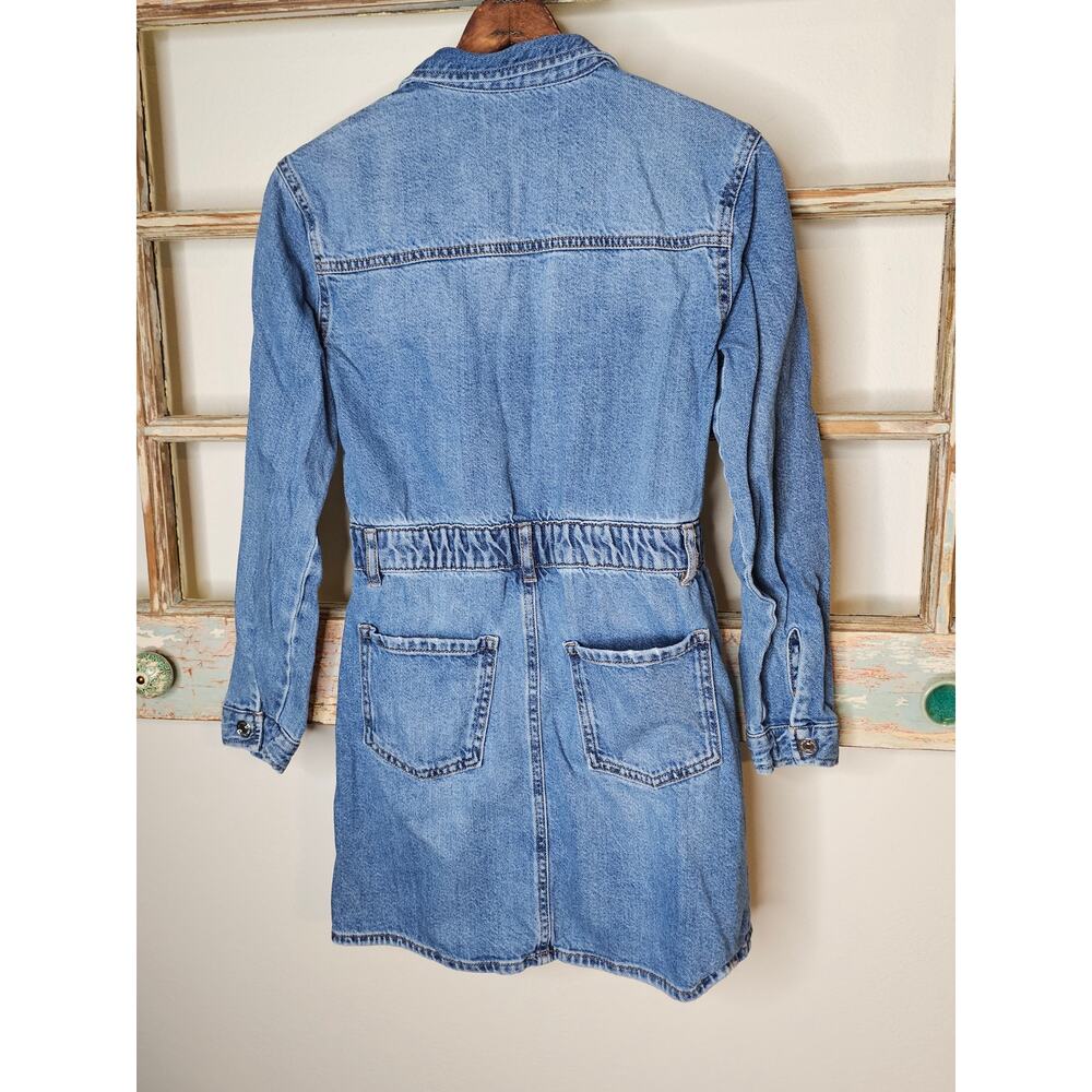 Zara girls medium wash denim mini dress in size 11/12 / 152 - Picture 4 of 8
